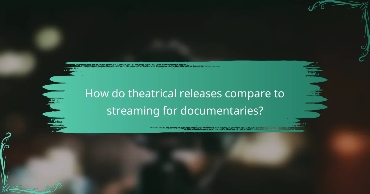 How do theatrical releases compare to streaming for documentaries?